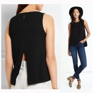 Madewell Daynight Split Back Sleeveless Top - black, L